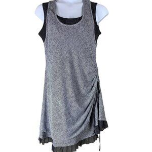 Zoe Size Size Medium Dress Sleeveless Knit Black White Ruched Side Tie Layered